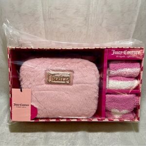 Juicy Couture 3 Piece Gift Set with Pink Fuzzy Crossbody and Sock Sets, NWT